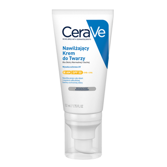 CeraVe, nawilżający krem do twarzy z ceramidami, skóra normalna i sucha, SPF 50, 52 ml USZKODZONE OPAKOWANIE - zdjęcie produktu