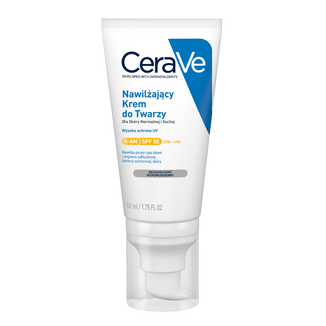 CeraVe, nawilżający krem do twarzy z ceramidami, skóra normalna i sucha, SPF 50, 52 ml - zdjęcie produktu