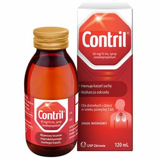 Contril 60 mg/10 ml, syrop dla dorosłych i dzieci powyżej 2 lat, smak wiśniowy, 120 ml KRÓTKA DATA - zdjęcie produktu