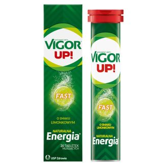 Vigor Up! Fast, smak limonkowy, 20 tabletek musujących KRÓTKA DATA - zdjęcie produktu