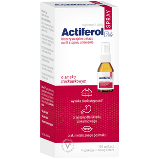 Actiferol Fe, spray o smaku truskawkowym, 60 ml KRÓTKA DATA - zdjęcie produktu