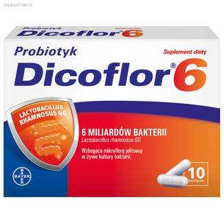 Dicoflor 6, dla dzieci od 3 lat i dorosłych, 10 kapsułek - zdjęcie produktu