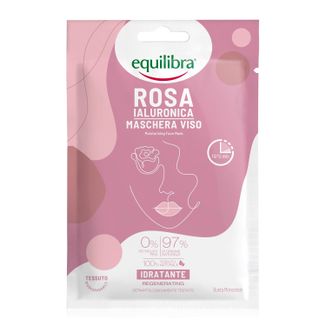 Equilibra Rosa, rewitalizująca różana maska do twarzy w płacie, kwas hialuronowy, 1 sztuka - zdjęcie produktu