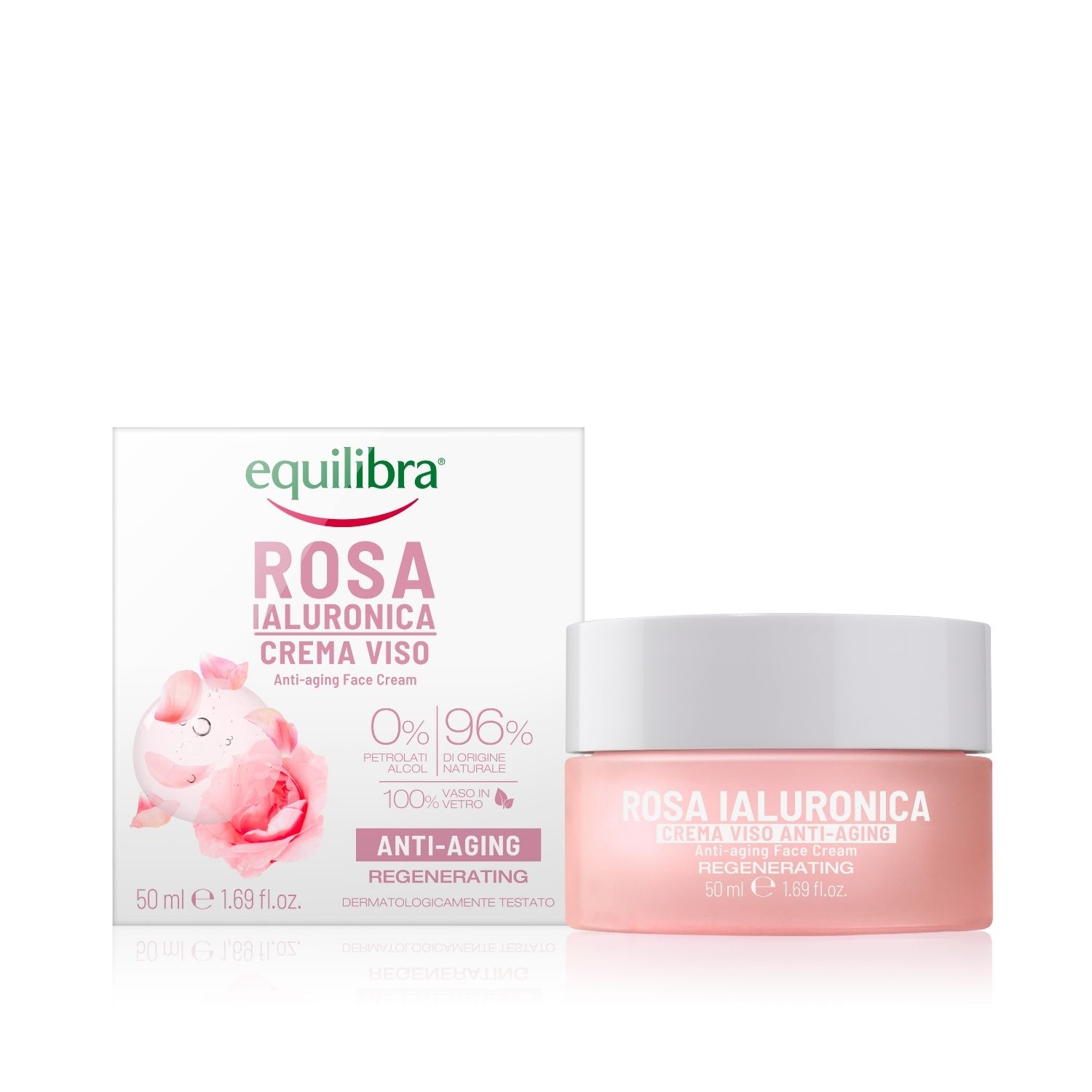 Nieznana Equilibra Rosa, różany krem przeciwstarzeniowy do twarzy, kwas hialuronowy, 50 ml