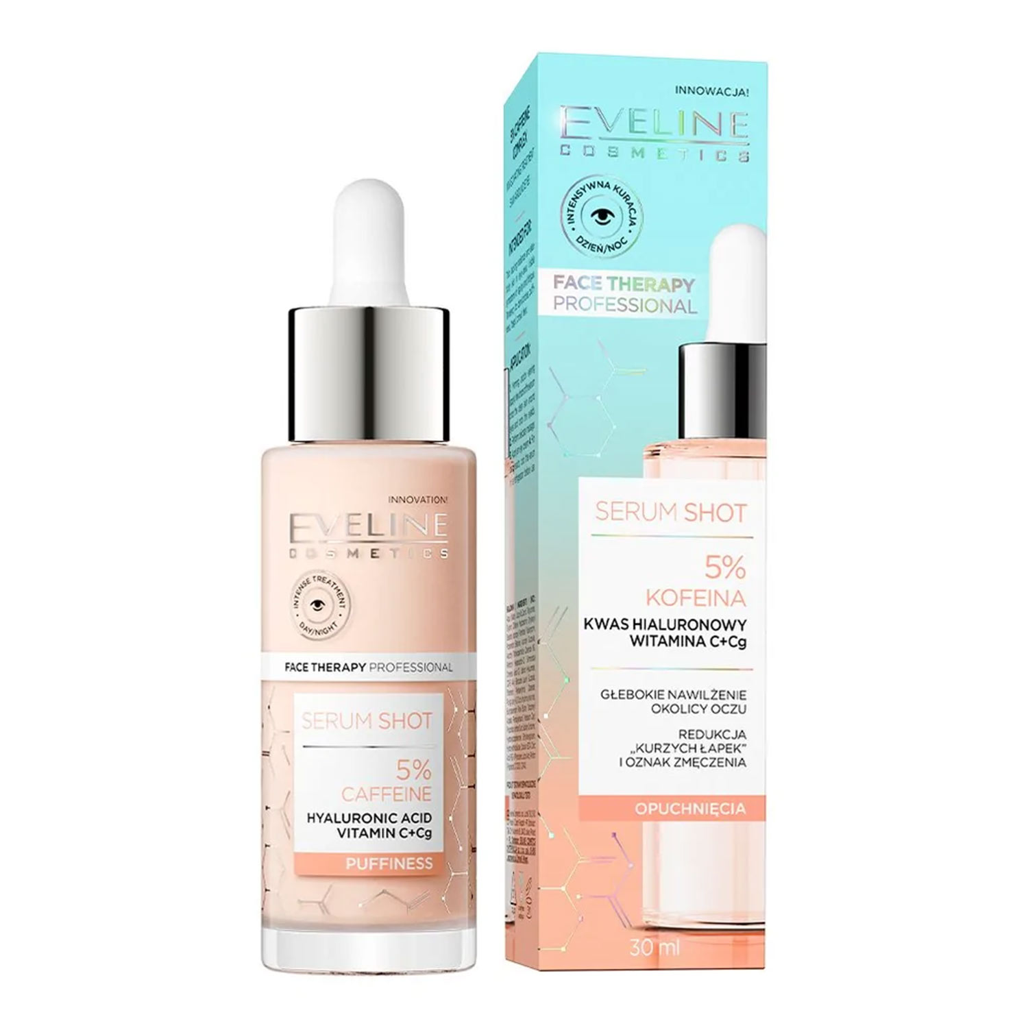 Nieznana Eveline Cosmetics Serum Shot, kuracja energizująca do skóry wokół oczu, 5% kofeina, 30 ml