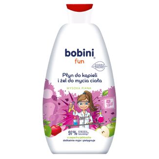 Bobini Fun, płyn do kąpieli i żel do mycia ciała, jabłkowy, 500 ml - zdjęcie produktu