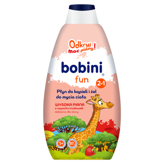 Bobini Fun, płyn do kąpieli i żel do mycia ciała, truskawkowy, 500 ml - zdjęcie produktu