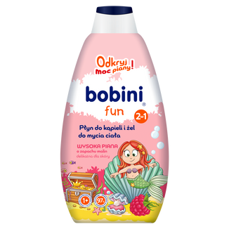 Bobini Fun, płyn do kąpieli i żel do mycia ciała, malinowy, 500 ml - zdjęcie produktu