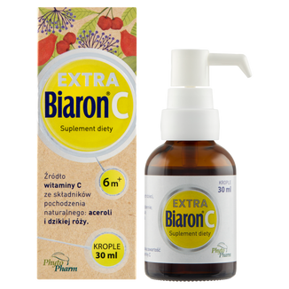 Biaron C Extra, krople dla dorosłych, dzieci i niemowląt po 6 miesiącu życia, 30 ml Biaron C Extra, krople dla dorosłych, dzieci i niemowląt po 6 miesiącu życia, 30 ml - zdjęcie produktu