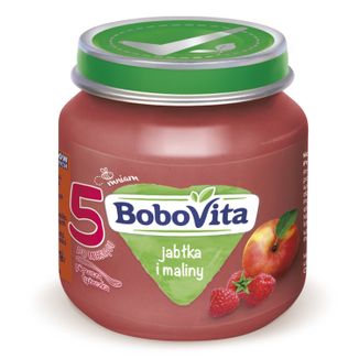 BoboVita Pierwsza Łyżeczka Deser, jabłka i maliny, po 5 miesiącu, 125 g - zdjęcie produktu