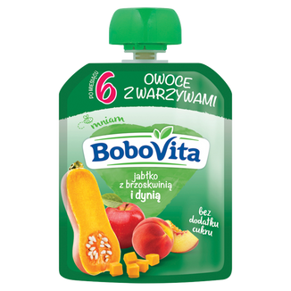 BoboVita Mus w tubce, jabłko z brzoskwinią i dynią, po 6 miesiącu, 80 g - zdjęcie produktu