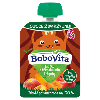 BoboVita Mus w tubce, jabłko z brzoskwinią i dynią, po 6 miesiącu, 80 g - zdjęcie produktu