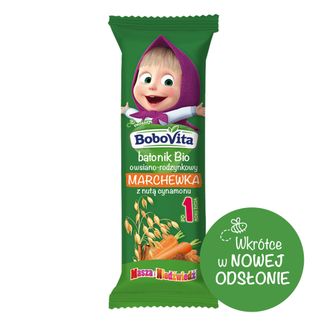 BoboVita Bio Batonik owsiano-rodzynkowy, marchewka z nutą cynamonu, po 1 roku, 20 g - zdjęcie produktu