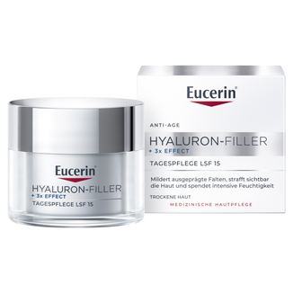 Eucerin Hyaluron-Filler, przeciwzmarszczkowy krem do twarzy na dzień z kwasem hialuronowym, skóra sucha, SPF 15, 50 ml - zdjęcie produktu