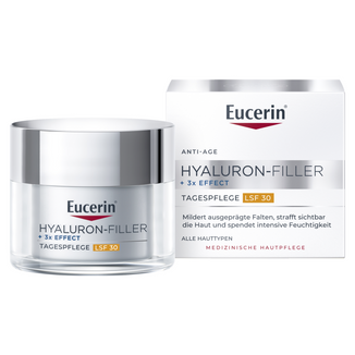 Eucerin Hyaluron-Filler, przeciwzmarszczkowy krem do twarzy na dzień z kwasem hialuronowym, każdy rodzaj skóry, SPF 30, 50 ml - zdjęcie produktu