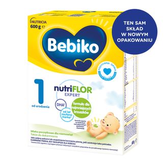 Bebiko 1 Nutriflor Expert, mleko początkowe, od urodzenia, 600 g USZKODZONE OPAKOWANIE - zdjęcie produktu