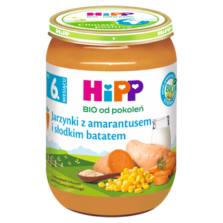 HiPP Danie Bio, jarzynki z amarantusem i słodkim batatem, po 6 miesiącu, 190 g - zdjęcie produktu