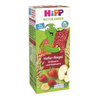 HiPP Batonik owsiany Bio, truskawki i maliny, po 1 roku, 5 x 20 g - zdjęcie produktu