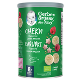 Gerber Organic, chrupki ryżowo-pszenne, banan, malina, od 8 miesiąca, 35 g USZKODZONE OPAKOWANIE - miniaturka zdjęcia produktu