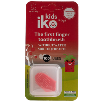 Iko Kids, kieszonkowa szczoteczka do zębów na palec, silikonowa, truskawkowa, od 6 lat, 1 sztuka - zdjęcie produktu