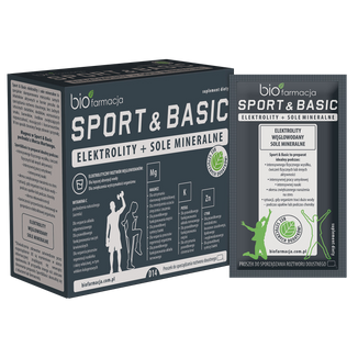 Biofarmacja Sport & Basic, elektrolity + sole mineralne z witaminą C, proszek do sporządzania roztworu doustnego, 14 saszetek - zdjęcie produktu