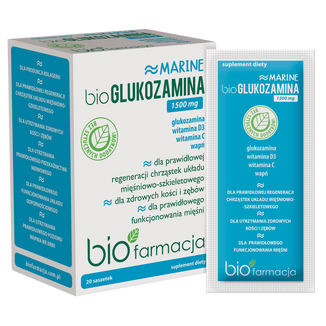 Biofarmacja BioGlukozamina Marine 1500 mg, 20 saszetek - zdjęcie produktu