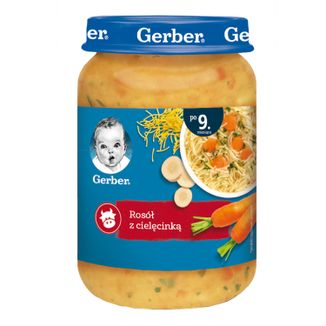 Gerber Zupka, rosół z cielęcinką, po 9 miesiącu, 190 g USZKODZONE OPAKOWANIE - zdjęcie produktu