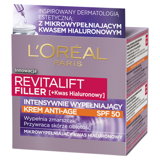 L'Oreal Revitalift Filler, intensywnie wypełniający krem do twarzy anti-age, SPF 50, na dzień, 50 ml USZKODZONE OPAKOWANIE L'Oreal Revitalift Filler, intensywnie wypełniający krem do twarzy anti-age, SPF 50, na dzień, 50 ml USZKODZONE OPAKOWANIE - zdjęcie produktu