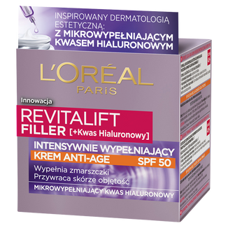 L'Oreal Revitalift Filler, intensywnie wypełniający krem do twarzy anti-age, SPF 50, na dzień, 50 ml - zdjęcie produktu