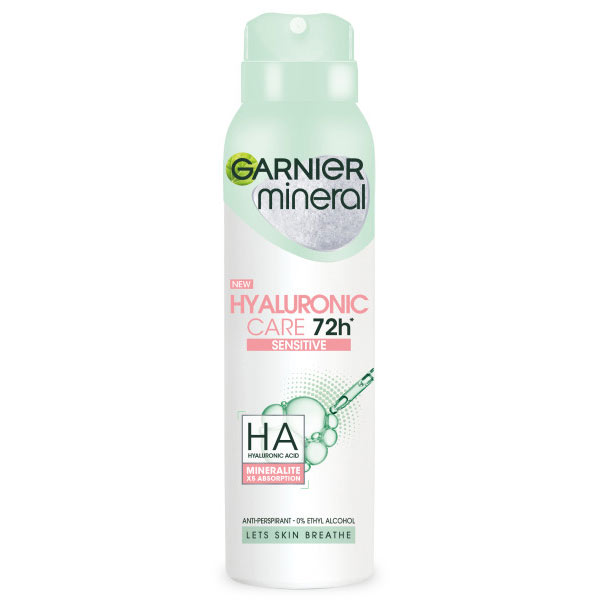 Garnier Garnier Mineral Hyaluronic Care, antyperspirant w sprayu 72h, Sensitive, 150 ml