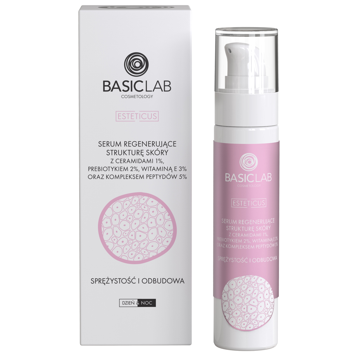 Basiclab BasicLab Esteticus, serum regenerujące strukturę skóry z ceramidami 1% i kompleksem peptydów, sprężystość i odbudowa, 50 ml