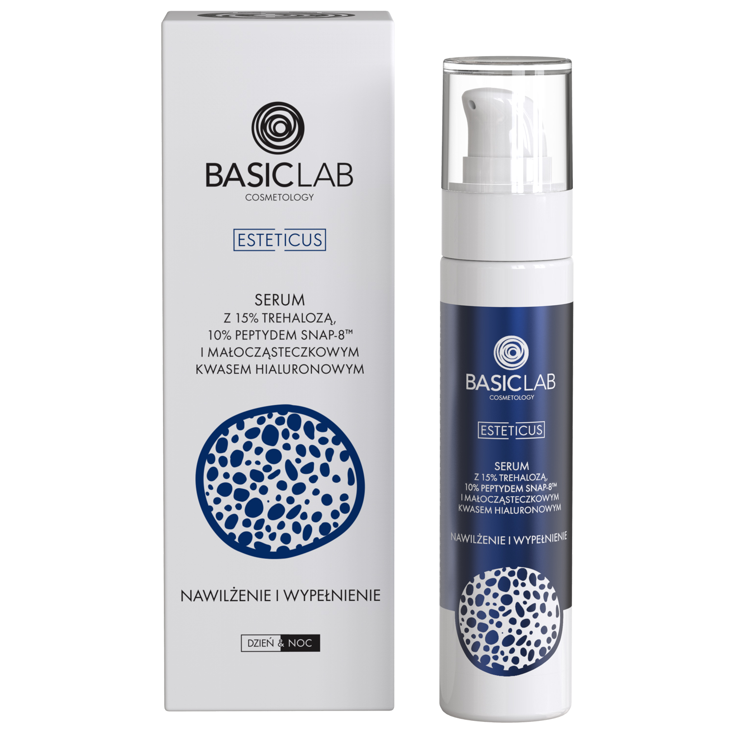 Basiclab BasicLab Esteticus, serum z trehalozą 15%, peptydem 10% i kwasem hialuronowym, nawilżenie i wypełnienie, 50 ml