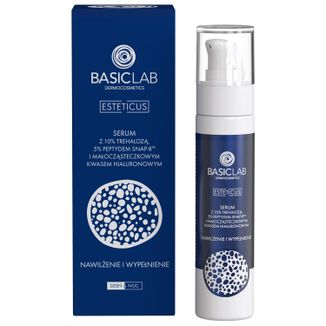 BasicLab Esteticus, serum z trehalozą 10%, peptydem 5% i kwasem hialuronowym, nawilżenie i wypełnienie, 50 ml BasicLab Esteticus, serum z trehalozą 10%, peptydem 5% i kwasem hialuronowym, nawilżenie i wypełnienie, 50 ml - zdjęcie produktu