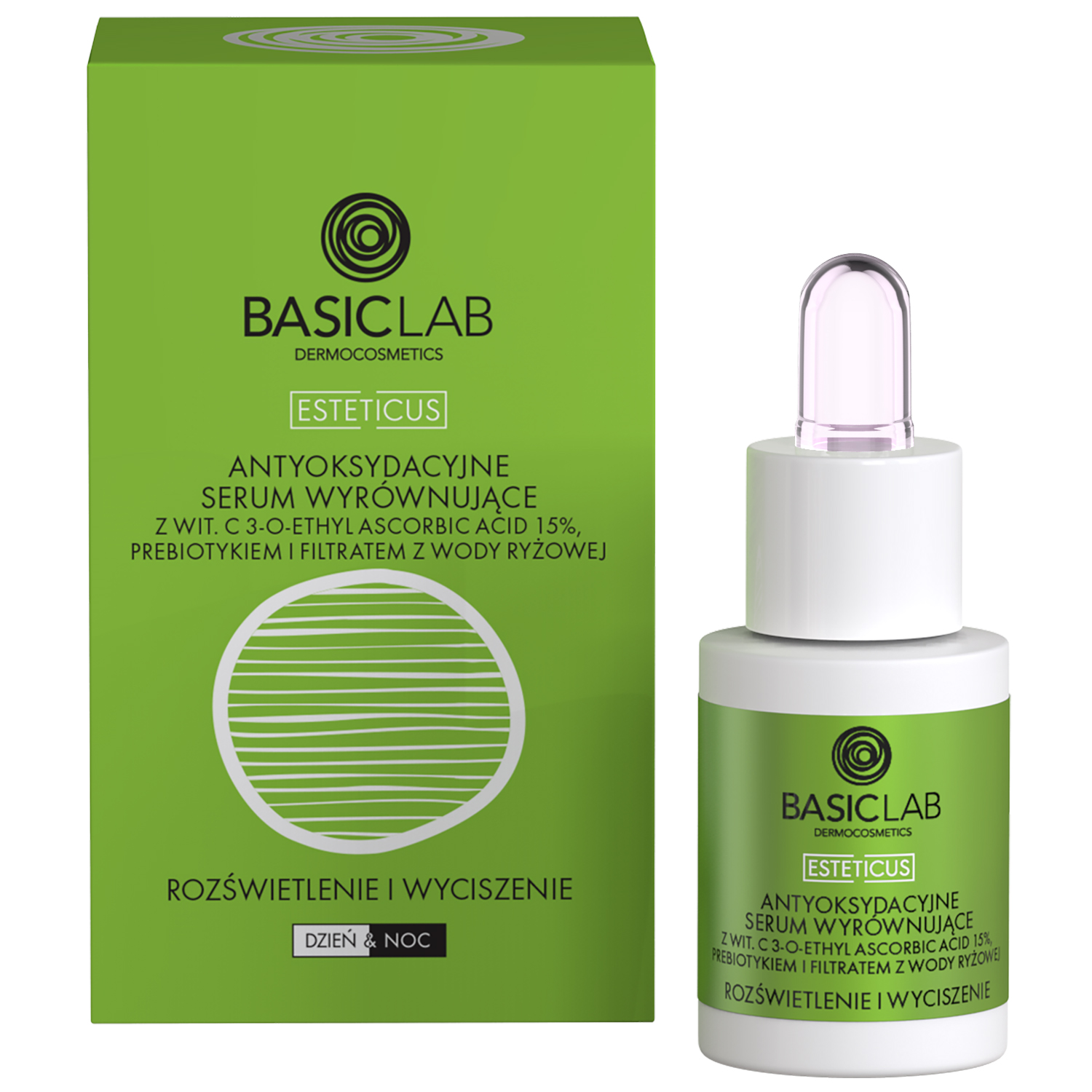Basiclab BasicLab Esteticus, antyoksydacyjne serum wyrównujące z witaminą C 15%, rozświetlenie i wyciszenie, 15 ml