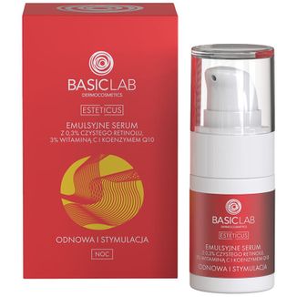 BasicLab Esteticus, emulsyjne serum z czystym retinolem 0,3% na noc, odnowa i stymulacja, 15 ml - zdjęcie produktu