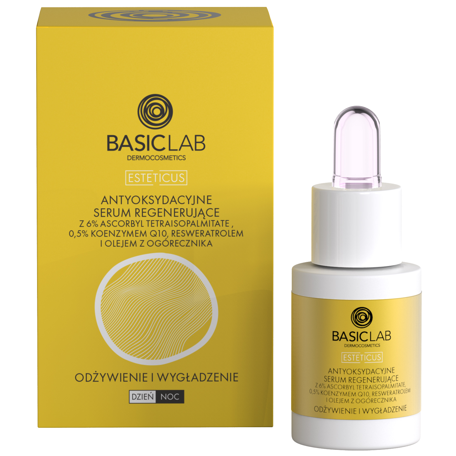 Basiclab BasicLab Esteticus, antyoksydacyjne serum regenerujące z witaminą C 6%, odżywienie i wygładzenie, 15 ml