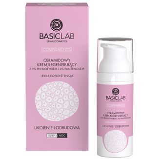 BasicLab Complementis, ceramidowy krem regenerujący z prebiotykiem 5% i pantenolem 3%, ukojenie i odbudowa, lekka konsystencja, 50 ml - zdjęcie produktu