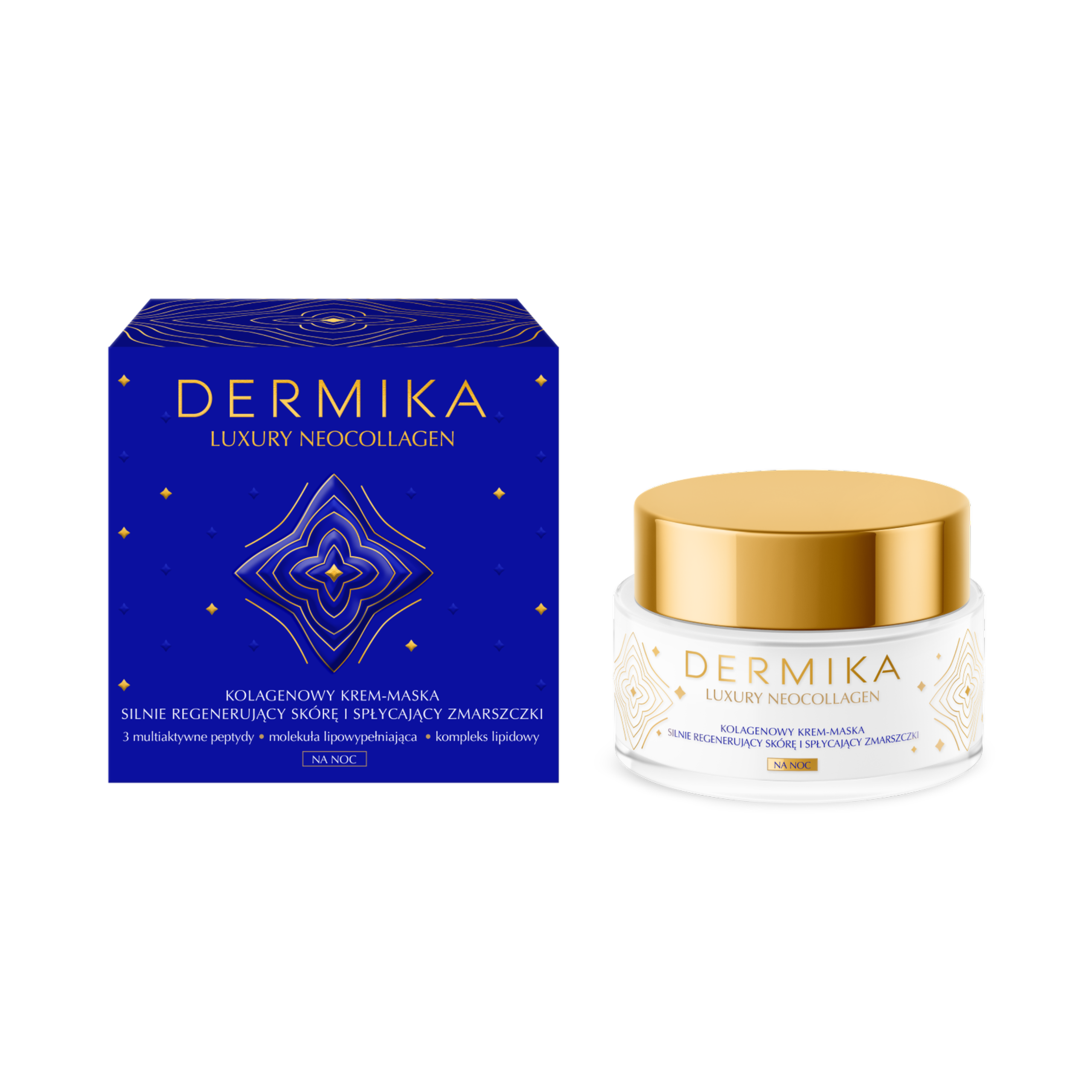 Dermika Dermika Luxury Neocollagen, kolagenowy krem-maska do silnej regeneracji skóry i spłycania zmarszczek, na noc, 50 ml