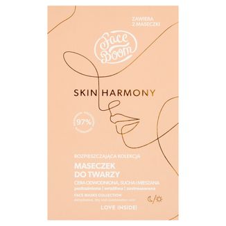 FaceBoom Skin Harmony, rozpieszczająca kolekcja maseczek do twarzy, cera odwodniona, sucha i mieszana, 2 x 5 g - zdjęcie produktu