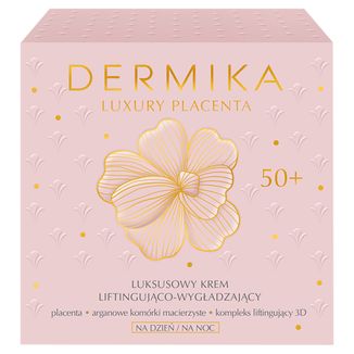 Dermika Luxury Placenta 50+, luksusowy krem liftingująco-wygładzający, 50 ml - zdjęcie produktu