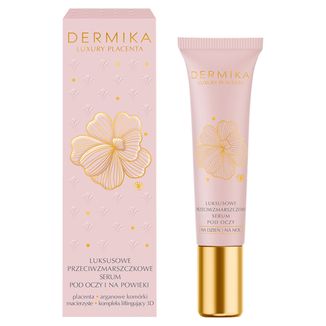 Dermika Luxury Placenta, luksusowe przeciwzmarszczkowe serum pod oczy i na powieki, 15 ml - zdjęcie produktu