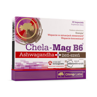Olimp Chela-Mag B6 Ashwagandha + żeń-szeń, 30 kapsułek - zdjęcie produktu