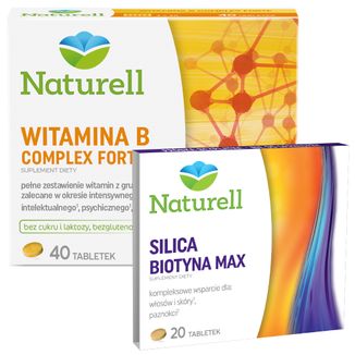 Naturell, Witamina B Complex Forte, 40 tabletek + dodatkowo Silica Biotyna Max, 20 tabletek - zdjęcie produktu