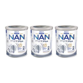 Zestaw Nestle NAN Optipro Plus 2 HM-O, mleko następne dla niemowląt powyżej 6 miesiąca, 3 x 800 g - zdjęcie produktu