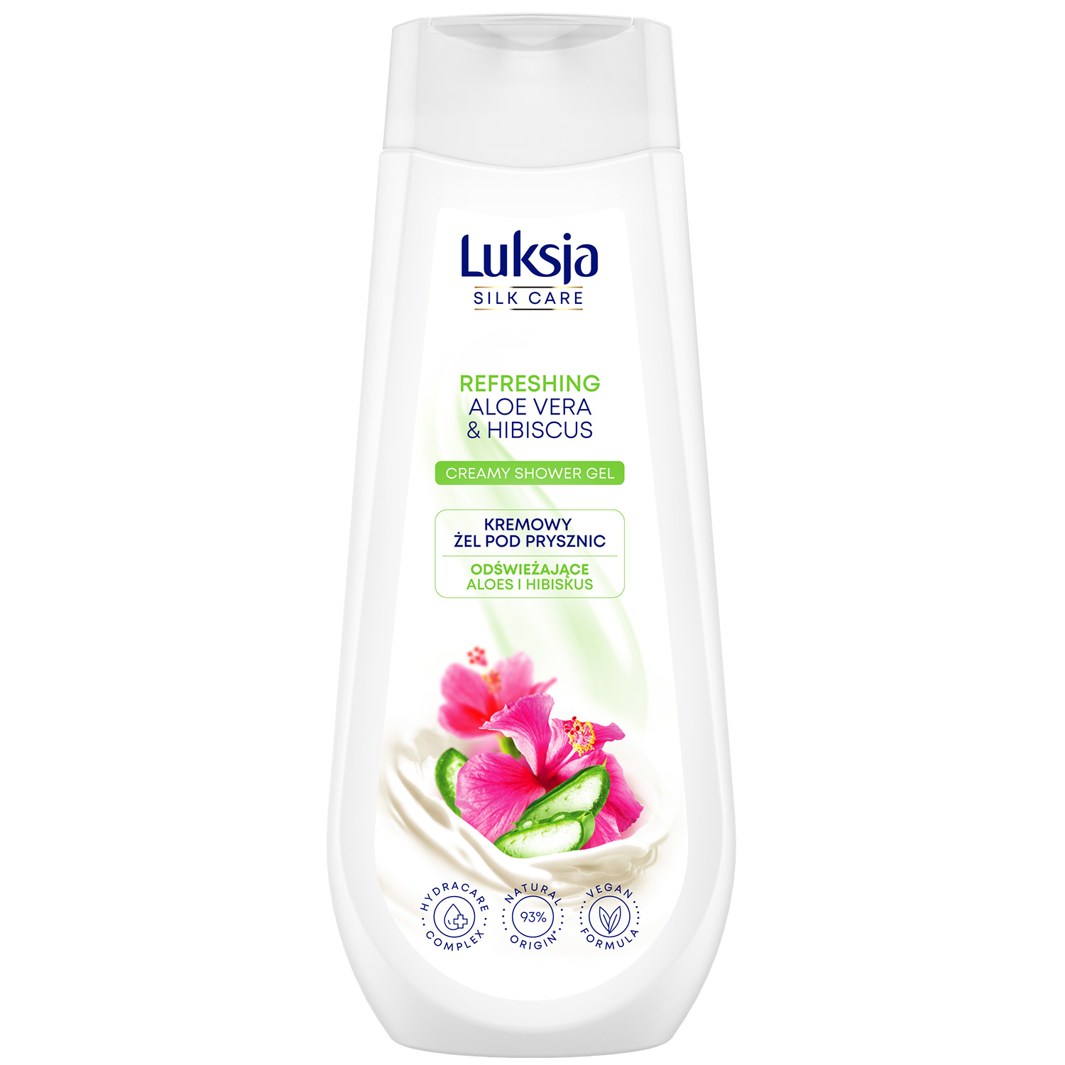 Luksja Luksja Silk Care, kremowy żel pod prysznic, odświeżający, aloes i hibiskus, 500 ml