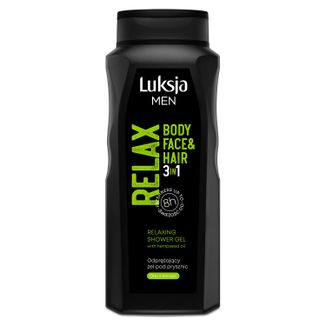 Luksja Men Relax, odprężający żel pod prysznic 3w1, olej z konopi, 500 ml - zdjęcie produktu