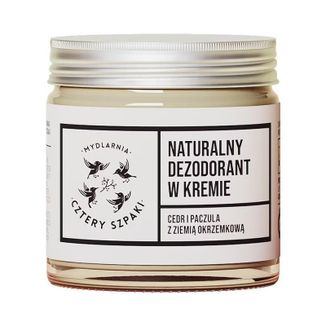 Cztery Szpaki, naturalny dezodorant w kremie, cedr i paczula z ziemią okrzemkową, 60 ml USZKODZONE OPAKOWANIE - zdjęcie produktu