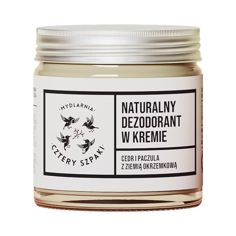 Mydlarnia Cztery Szpaki Cztery Szpaki, naturalny dezodorant w kremie, cedr i paczula z ziemią okrzemkową, 60 ml