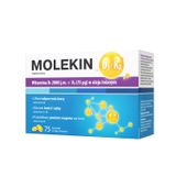 Molekin D3 + K2, witamina D 2000 j.m. + witamina K 75 µg w oleju lnianym, 75 kapsułek - miniaturka zdjęcia produktu