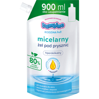 Bambino Rodzina, micelarny żel pod prysznic, hiperdelikatny, od 3 lat, zapas, 900 ml - zdjęcie produktu